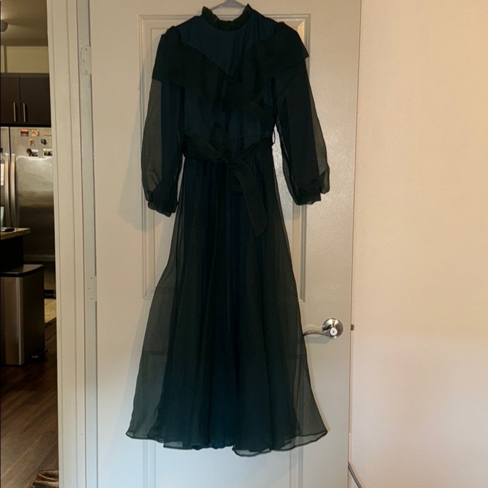 Emerald green A line modest gown